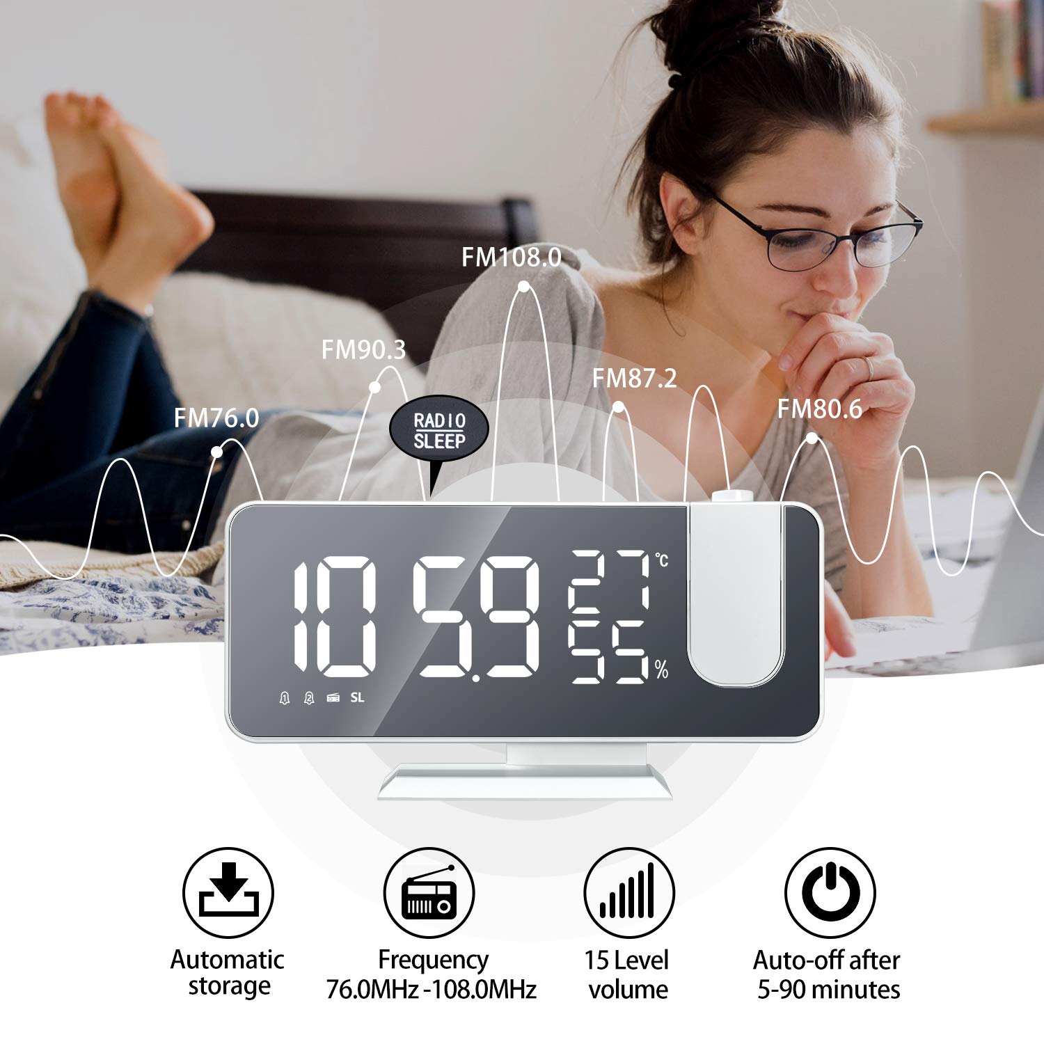 EVILTO USB charging port keeps devices powered overnight without clutter.