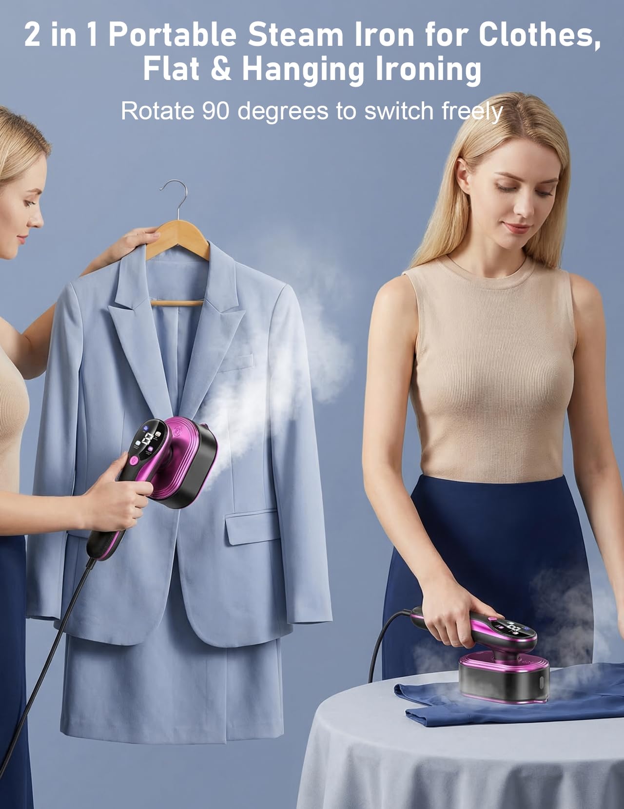 EVIO 1200W portable steamer and iron for fast home touch-ups
