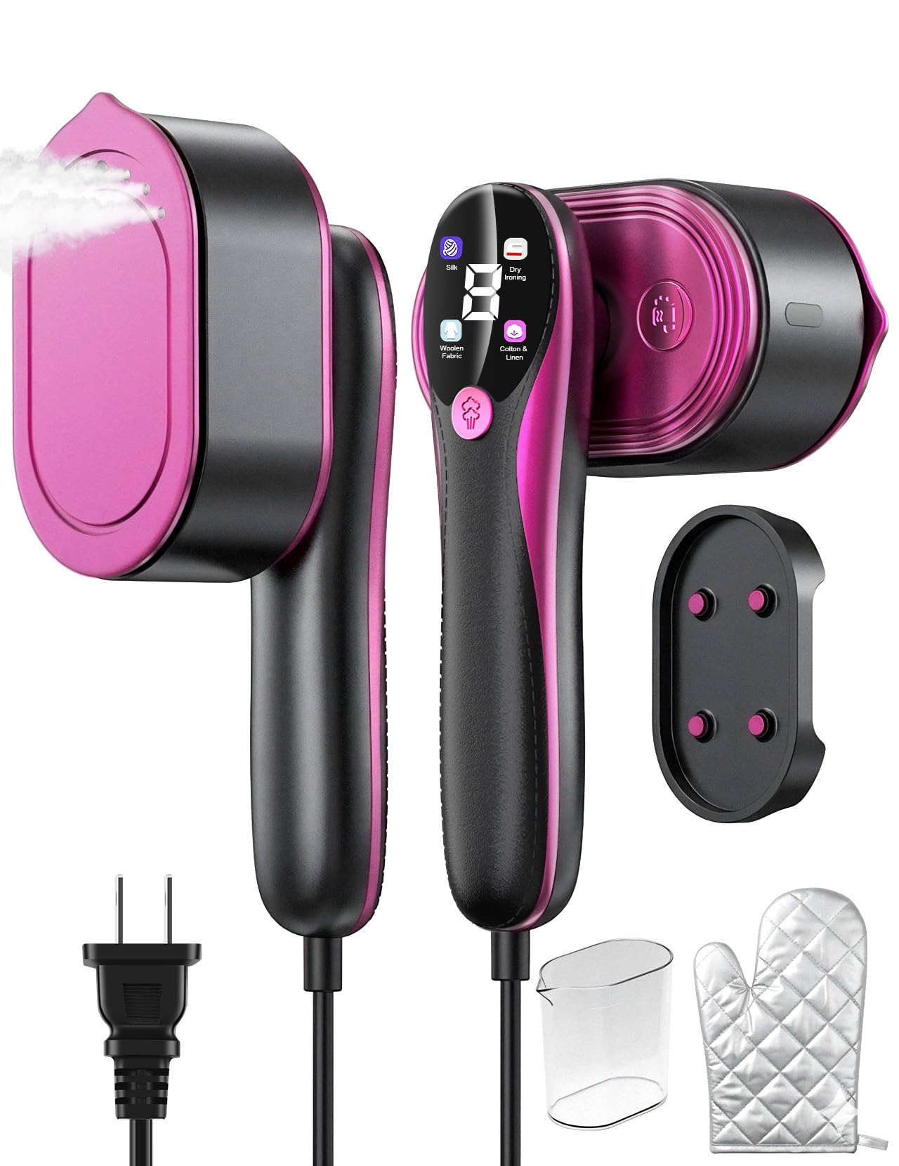 EVIO travel steamer with LED display for quick wrinkle removal on the go