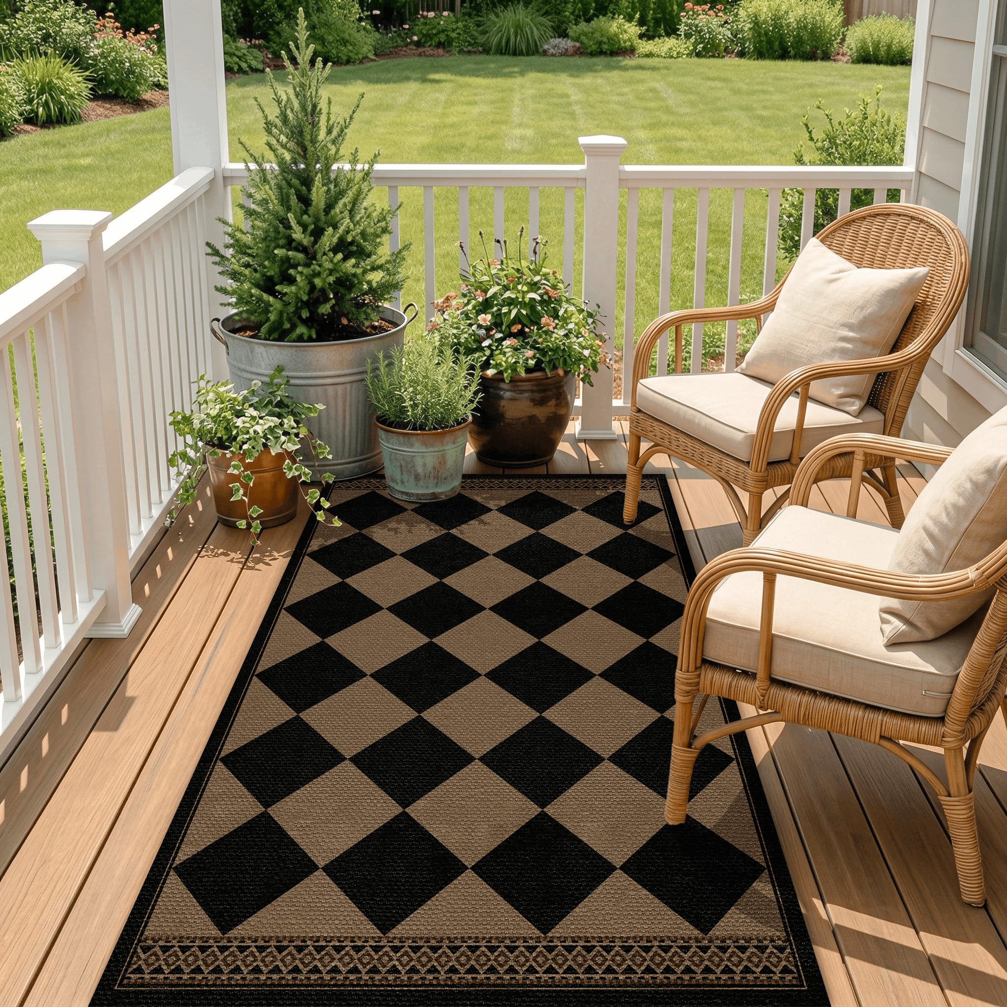 Evyhood Easy Jute Rug 3x5 durable, low pile suitable for entryways and patios.