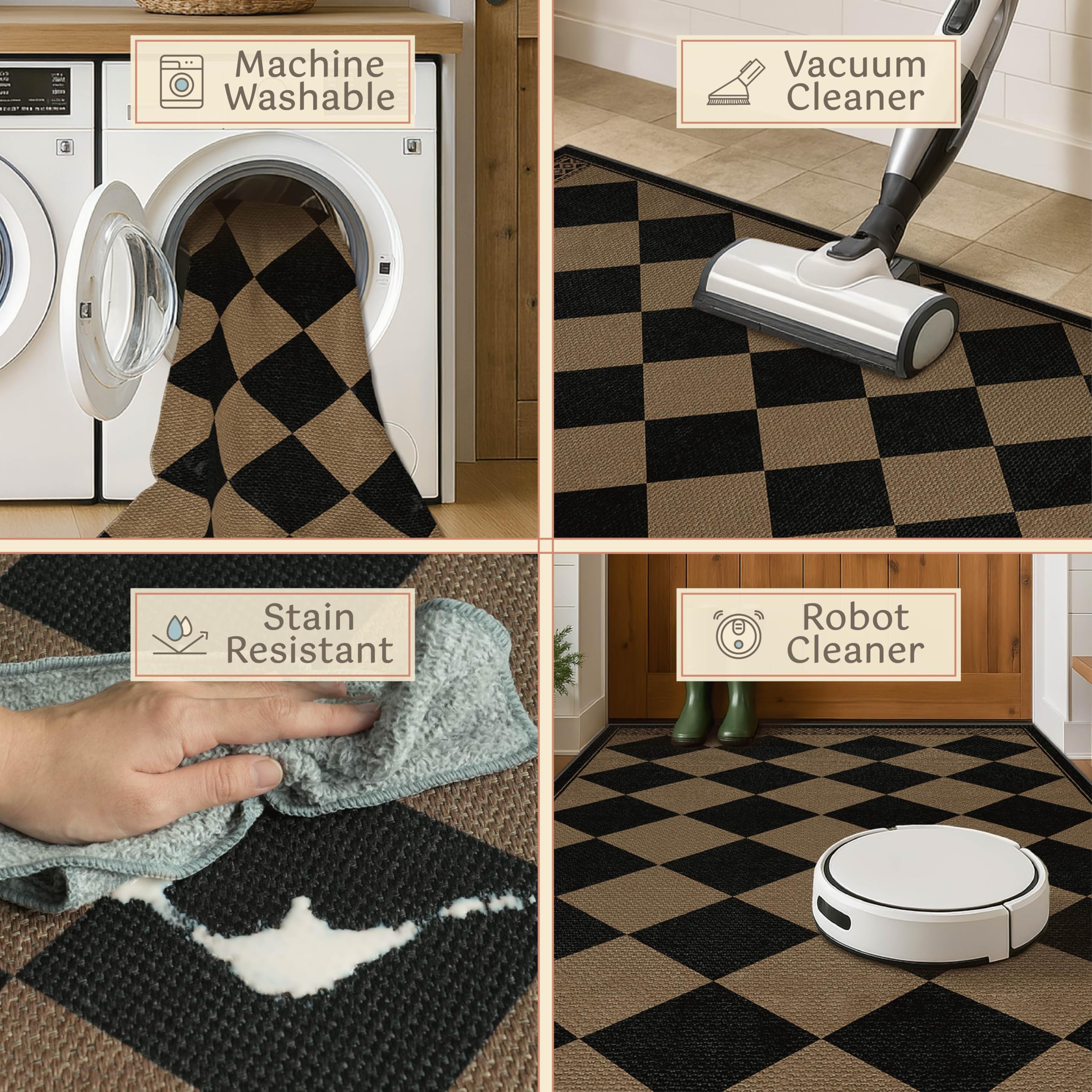 Evyhood Easy Jute Rug 3x5 laundry room, easy to clean and quick to dry.