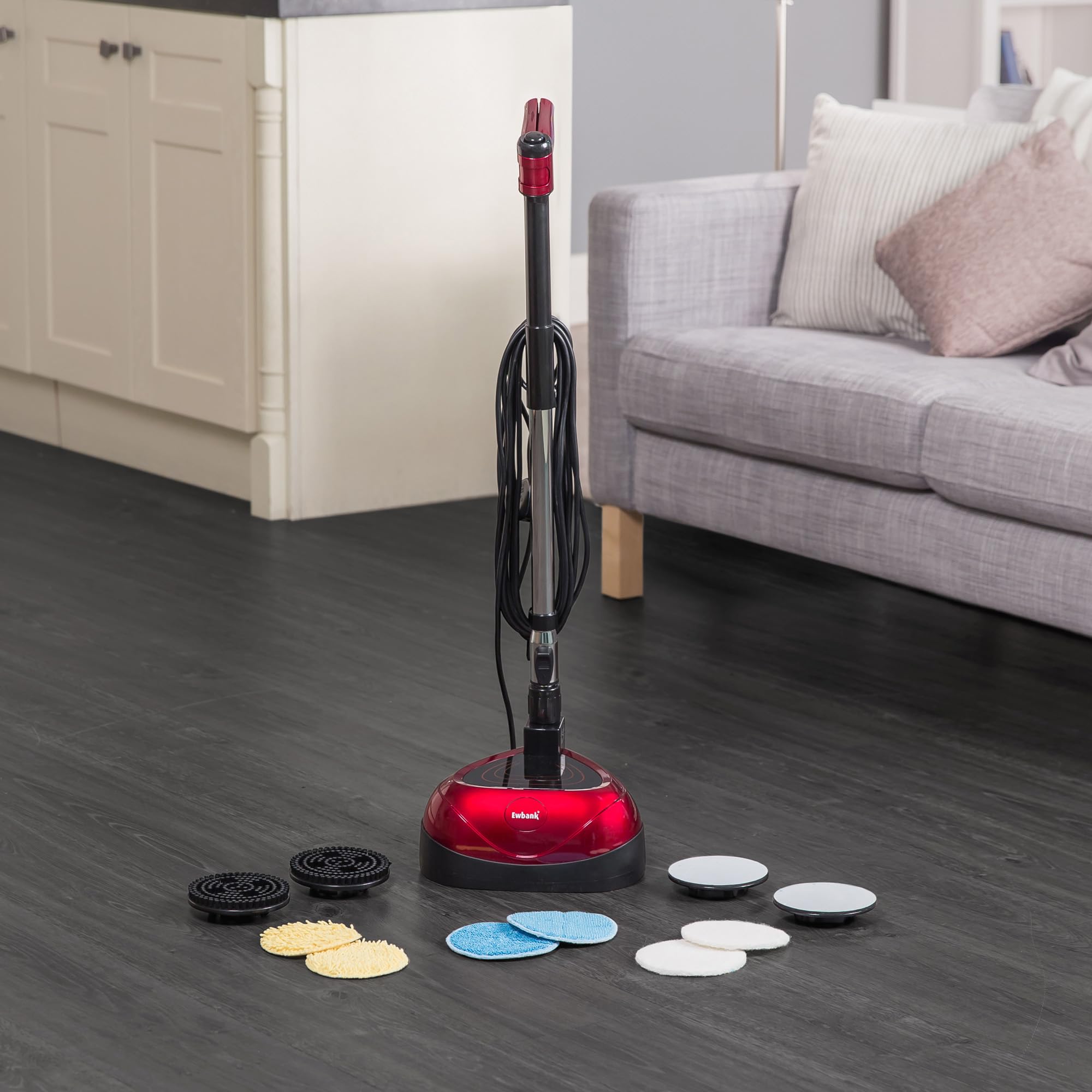 23-foot cord and hook simplify reach and storage.