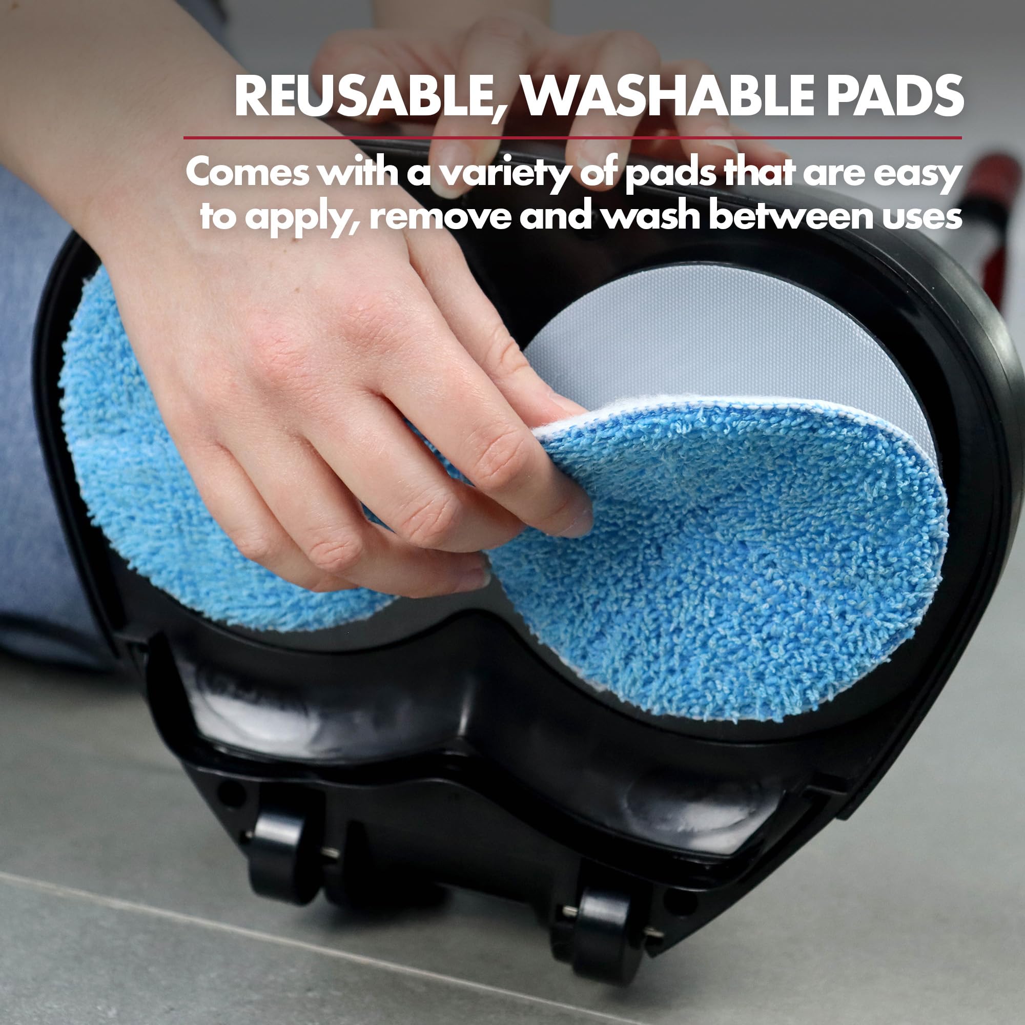 Includes pads and brushes for scrubbing, cleaning, and polishing.