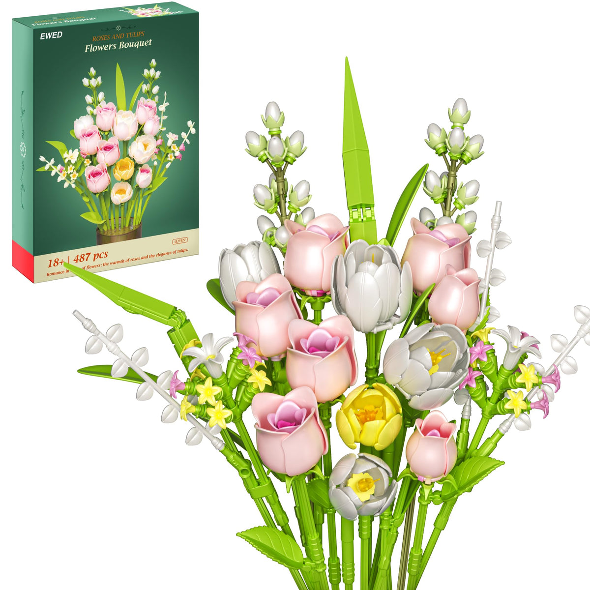EWED Tulip Rose building set with adjustable stems for a personalized bouquet.