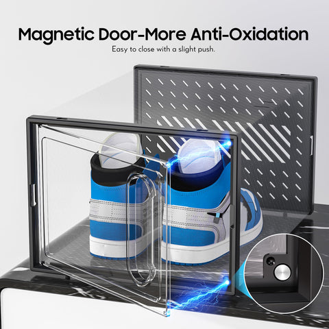 eWonLife sneaker rack for size 12 with durable magnetic door protects footwear