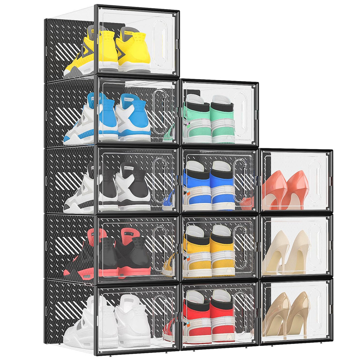 eWonLife x-large shoe box with magnetic door keeps dust out and shoes accessible