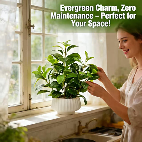 Weighted base keeps peperomia stable on busy surfaces