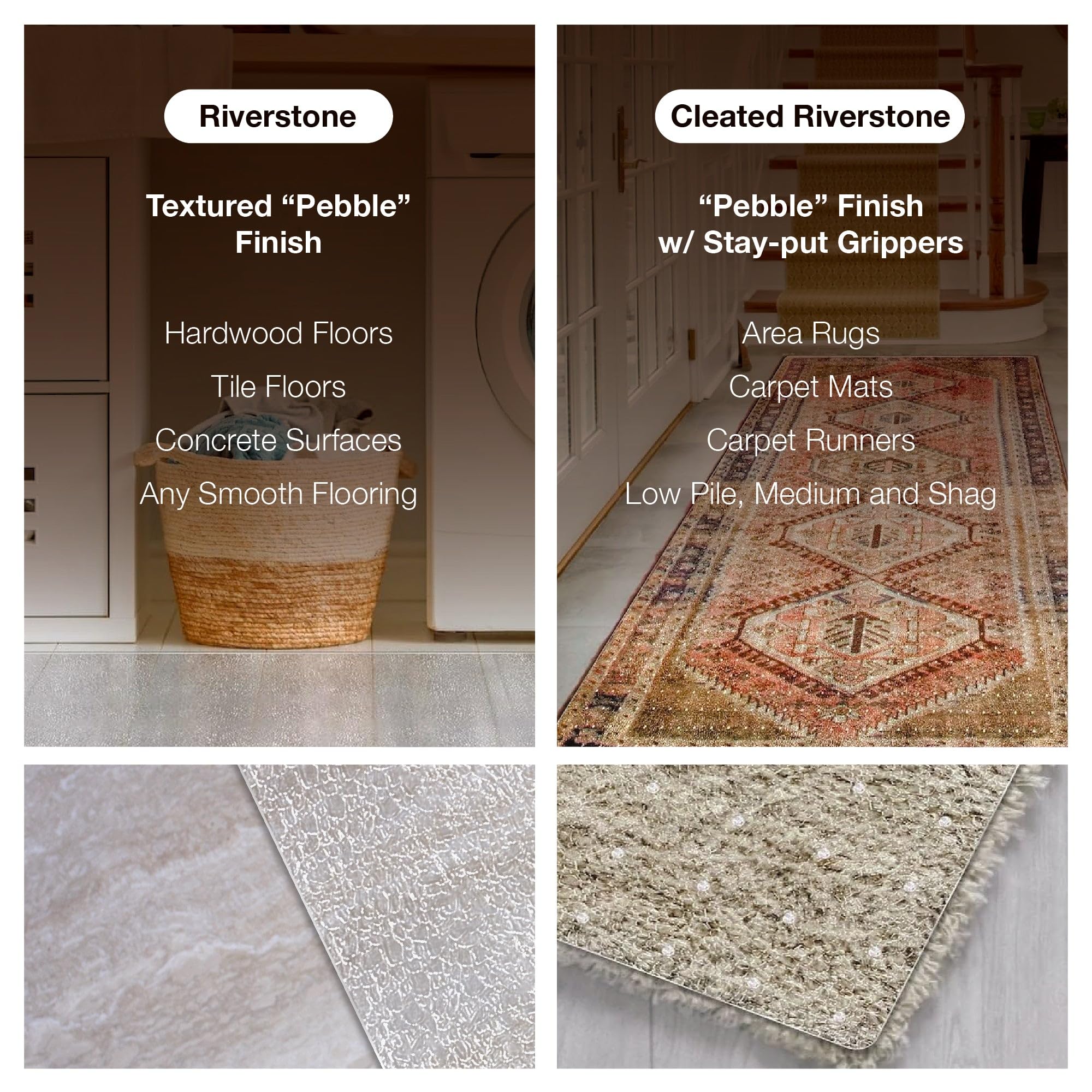 ExactMade Clear Carpet Runner 2mm thick cleats close-up highlighting grip and protection.