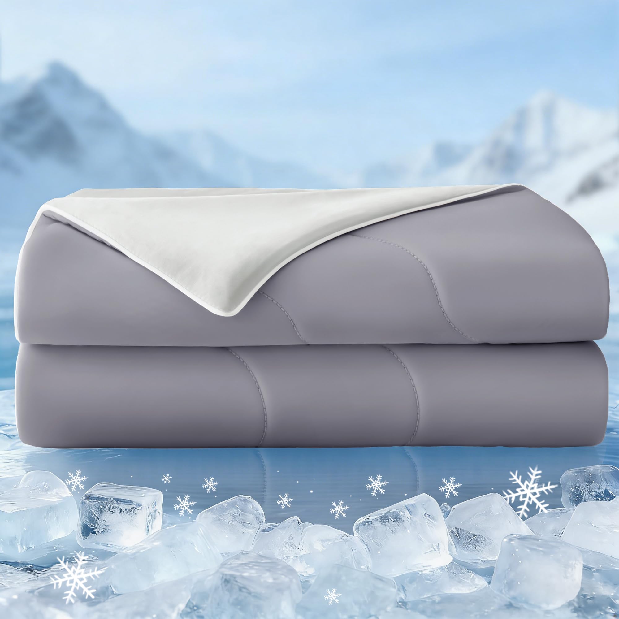 Exclusivo Mezcla cooling comforter fabric close-up shows breathable, moisture-wicking texture for dry nights