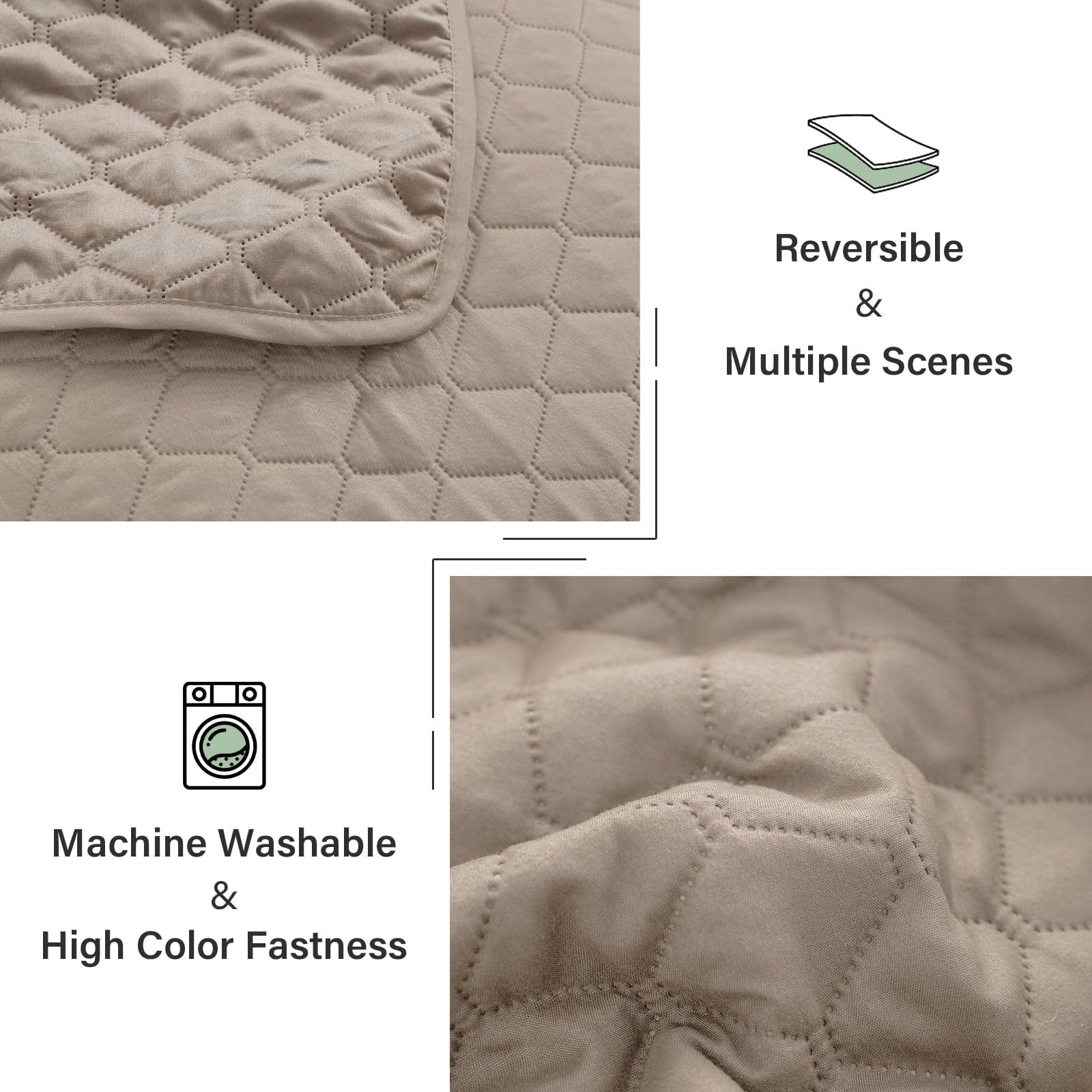 Easy care quilt from Exclusivo Mezcla shown with cold wash and tumble dry