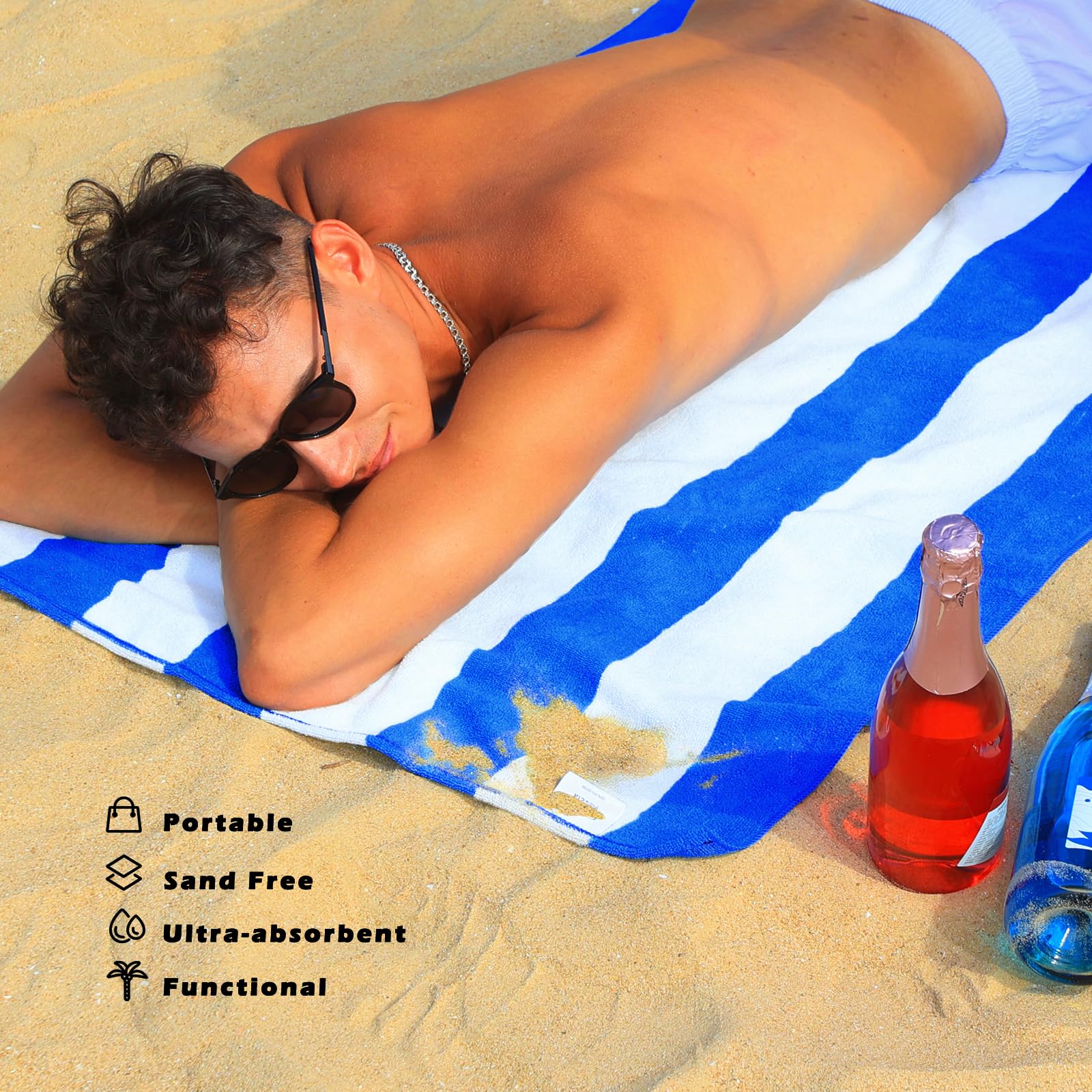 Exclusivo Mezcla yellow stripe oversized towel quick-drying and easy to carry