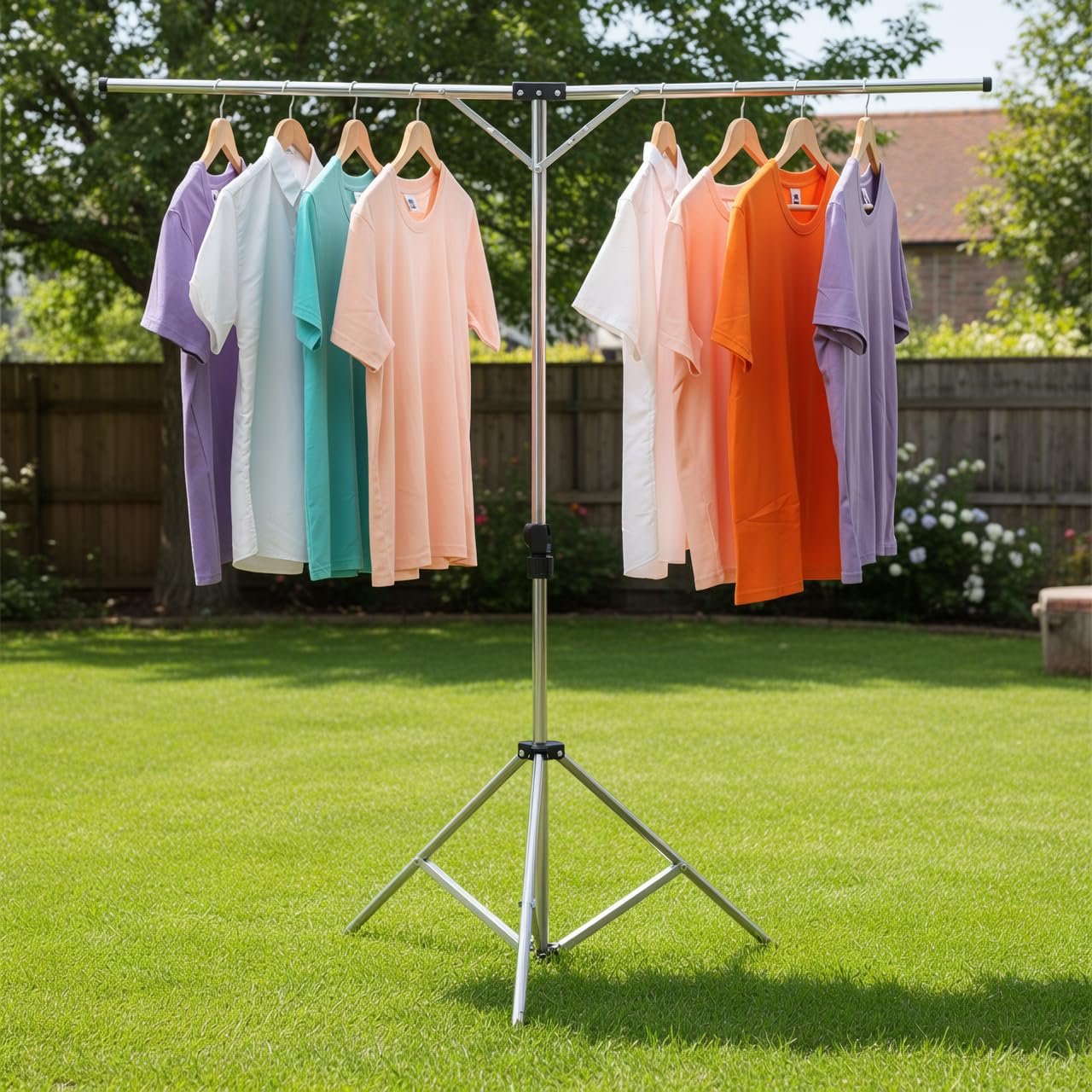 Exilot drying rack includes 20 hooks to keep clothes organized.