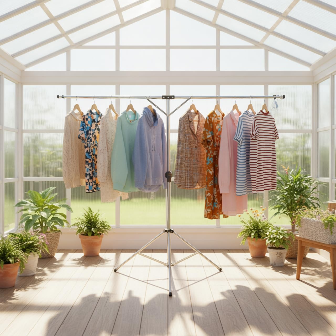 Exilot drying rack capacity up to 110 lbs handles multiple garments.