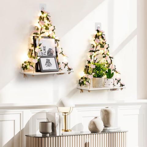 EXIN DECHEN wall hanging shelf closeup leaves highlights decorative greenery display