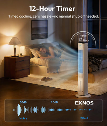EXNOS 38-inch tower design fits neatly in tight spaces.