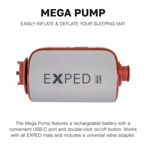 Exped Mega Pump deflating a sleeping pad after a long night.
