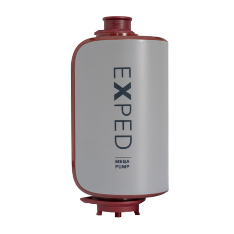 Exped Mega Pump inflating a camping pad quickly for outdoor comfort.