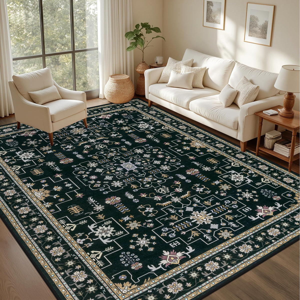 ExpediX 5x7 rug boho medallion pattern adds timeless style to living rooms