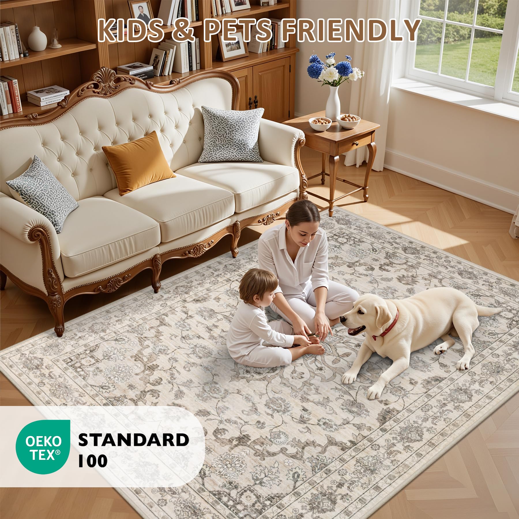 ExpediX easy-care rug is machine washable for busy homes.