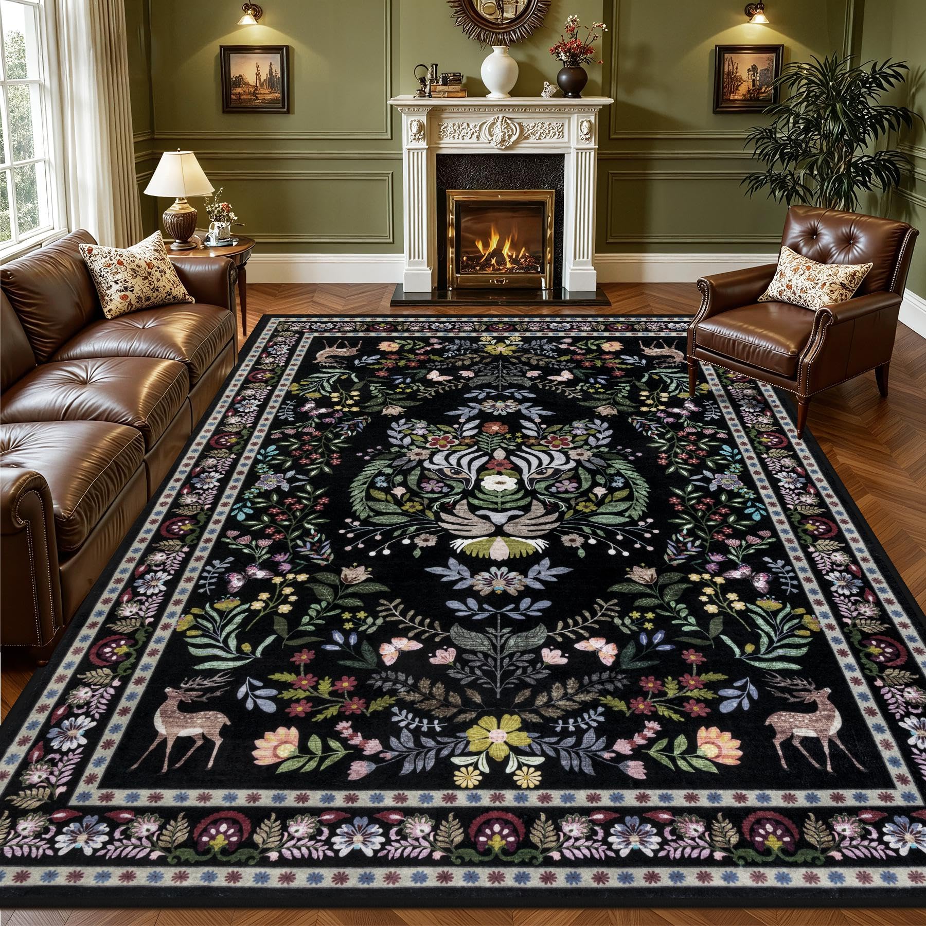 ExpediX 8x10 floral-animal-print rug brightens living spaces