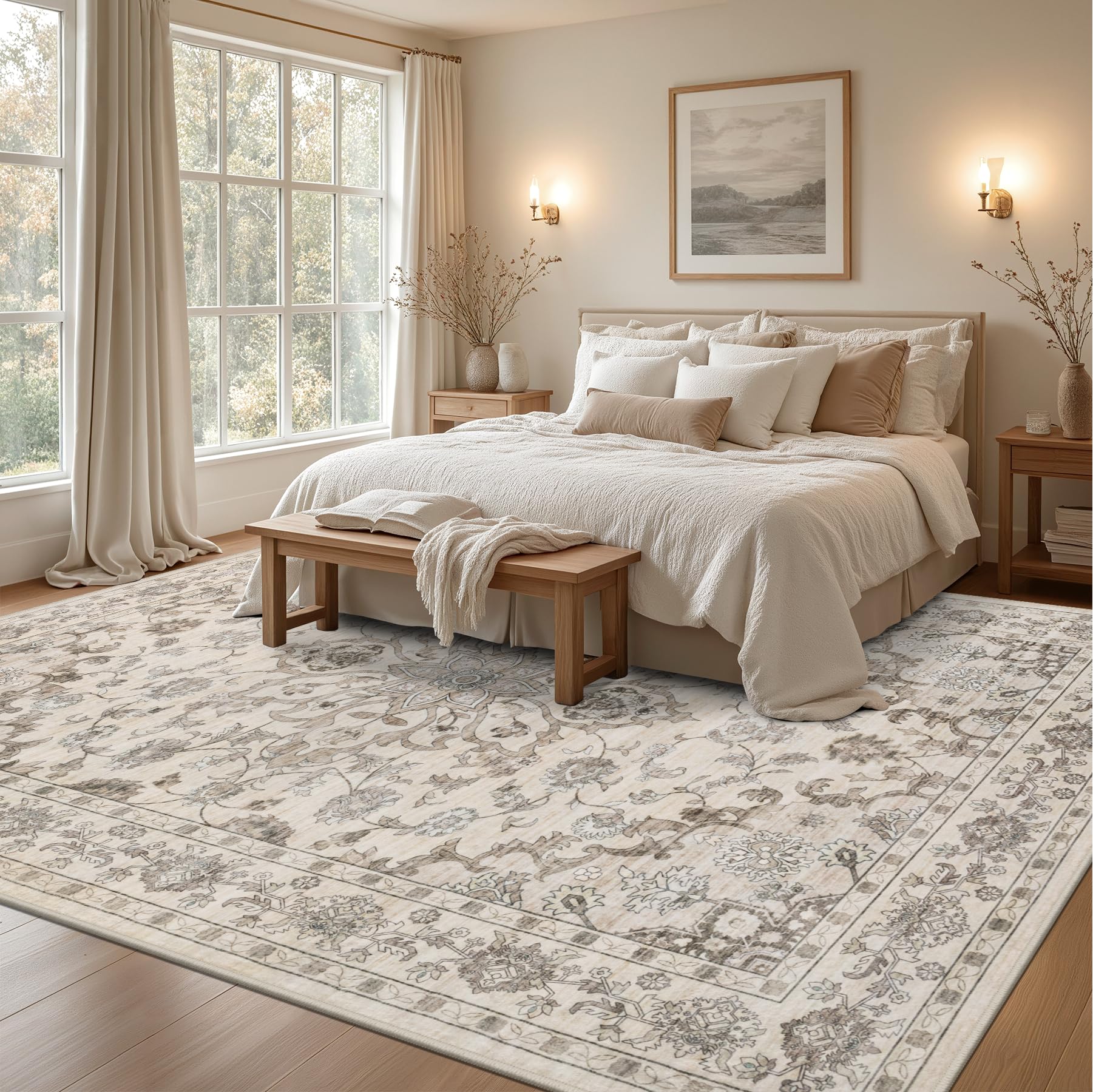 ExpediX 9x12 rug with non-slip backing stays in place.