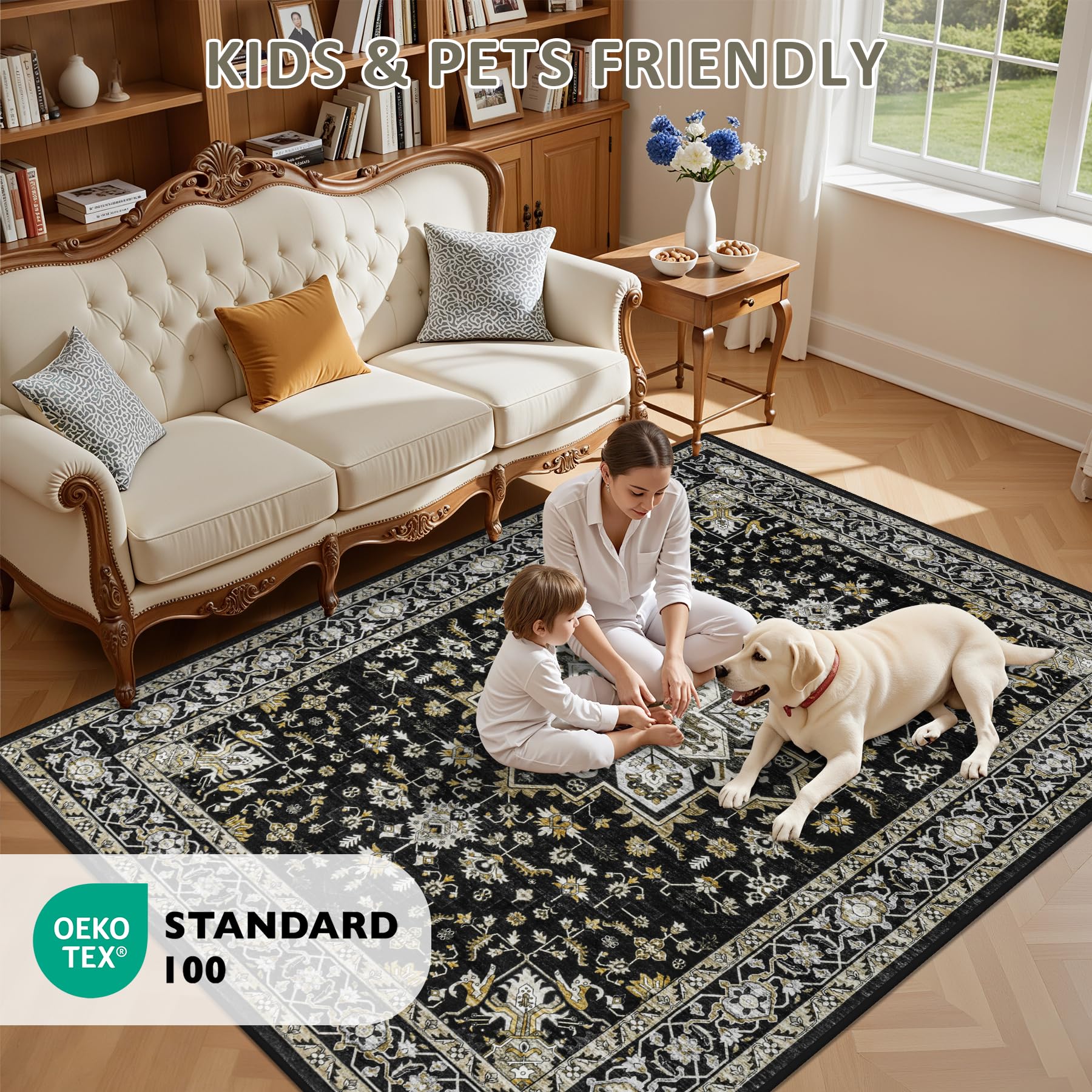 ExpediX black and gold colorway complements farmhouse, boho, and modern spaces.