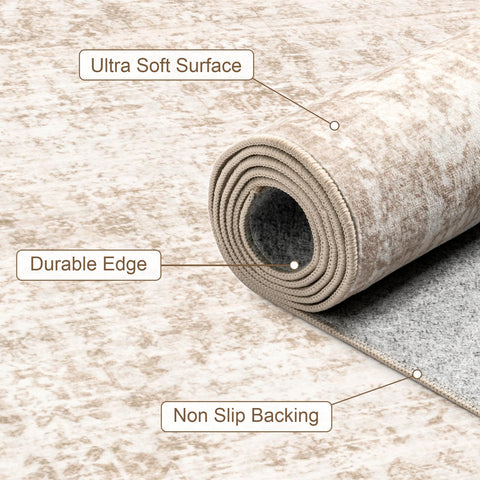 ExpediX floral pattern 8x10 rug in beige, versatile for spaces.