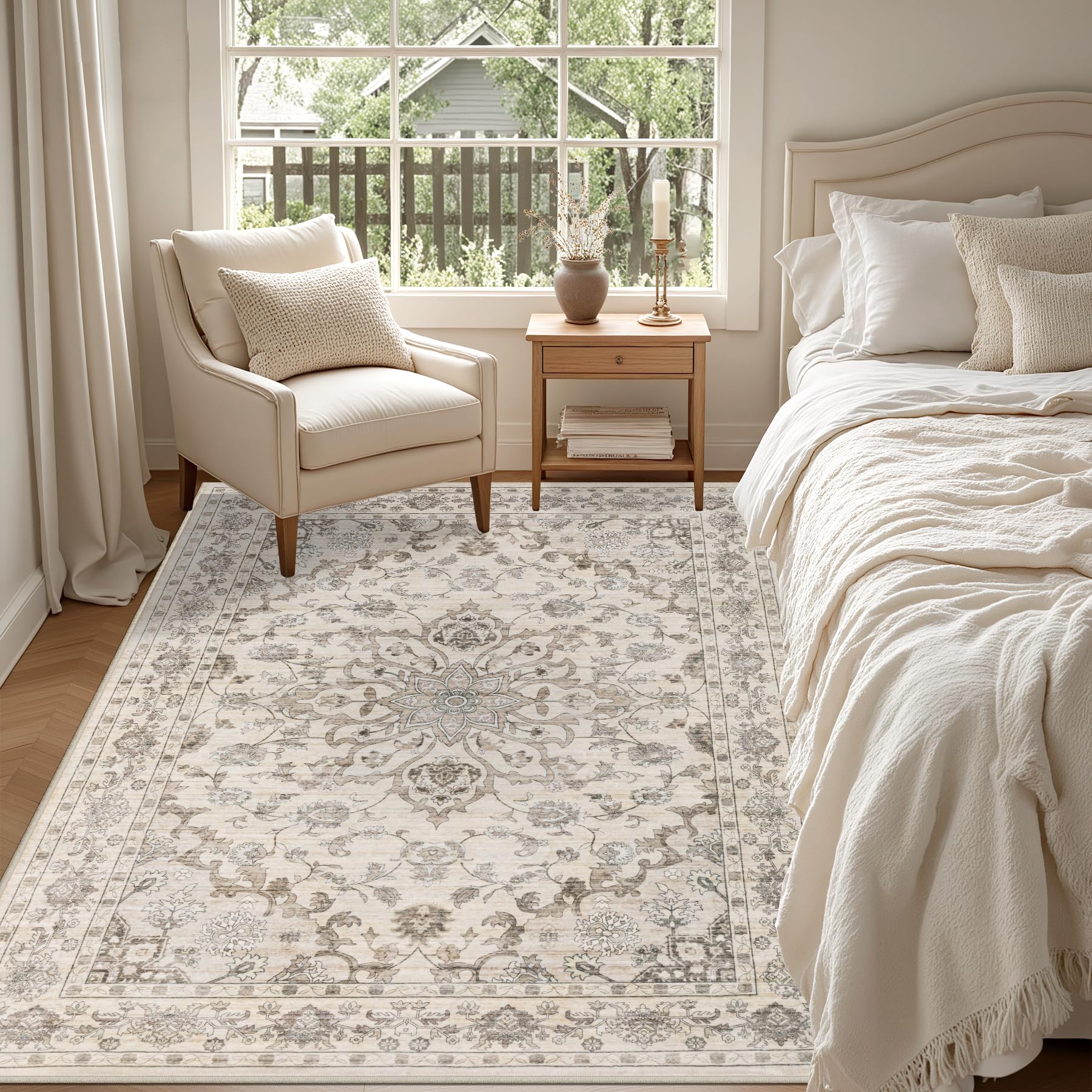 ExpediX non-slip rubber-backed rug stays put on hard floors.