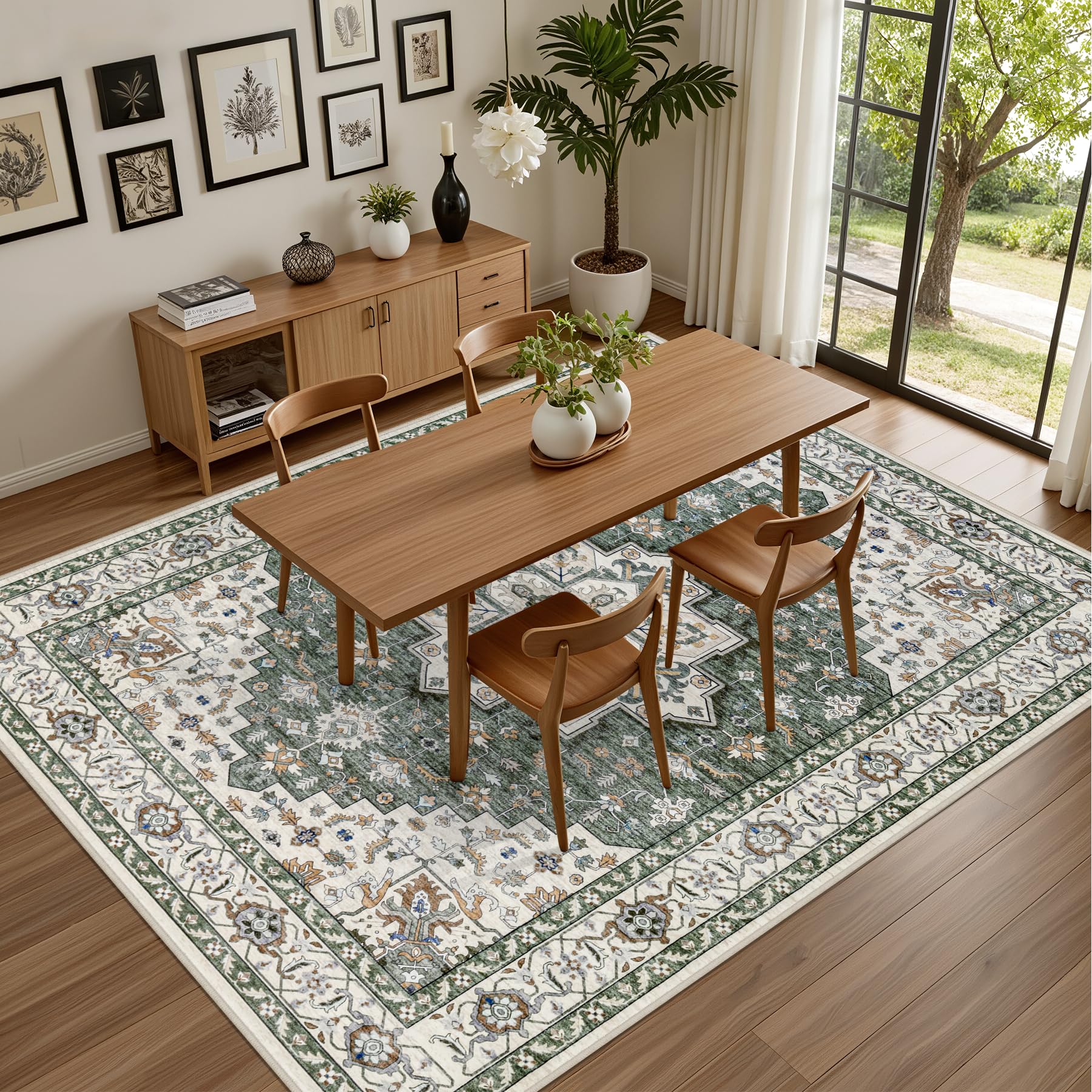 ExpediX non-slip rubber-backed rug stays secure on hard floors.