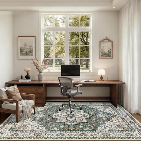 ExpediX soft polyester rug offers plush underfoot comfort.