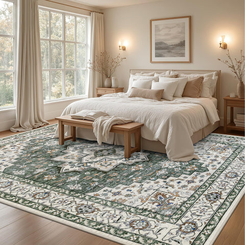 ExpediX stain-resistant washable rug suitable for busy households.