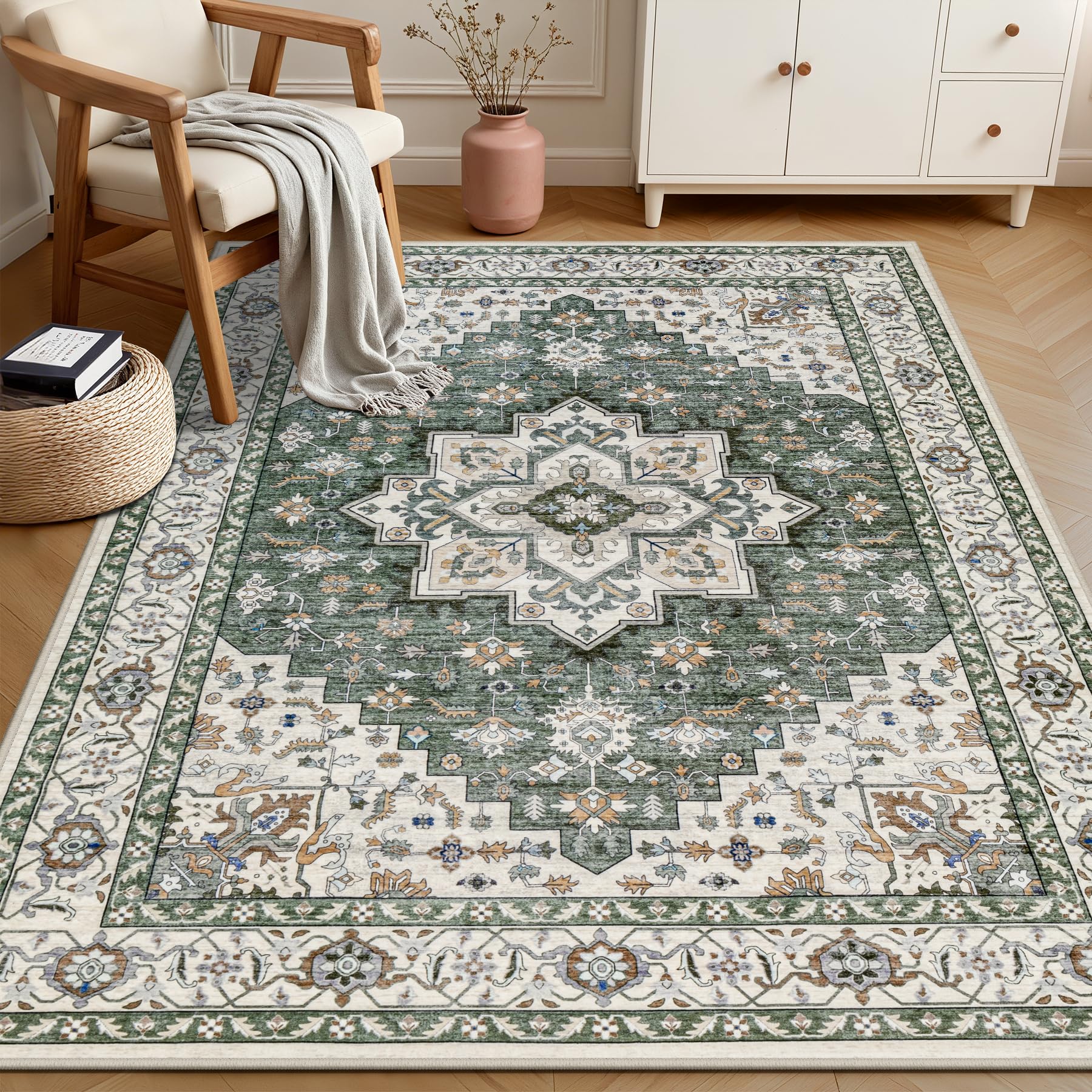 ExpediX washable rug 6x9, easy to clean after daily spills.