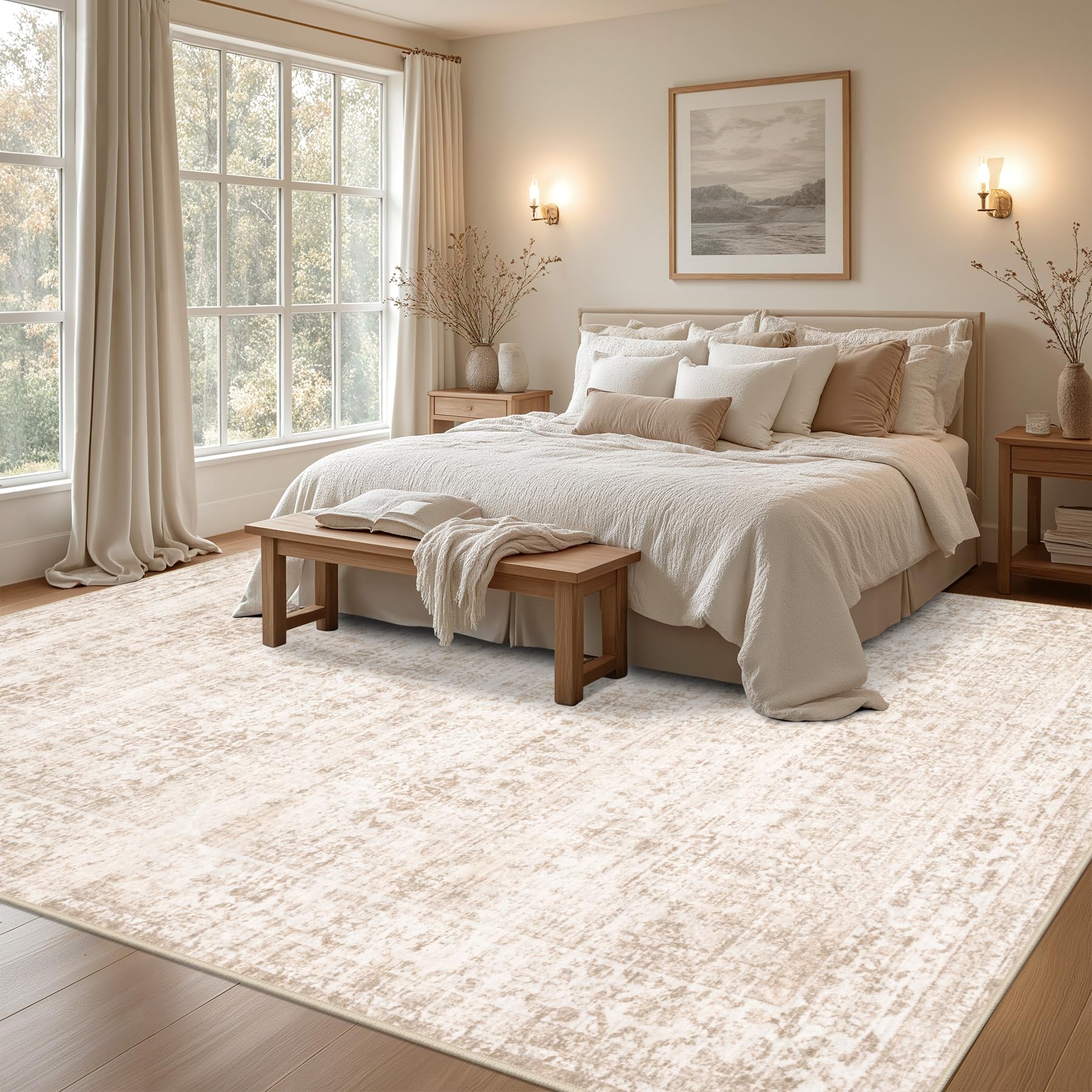 ExpediX washable rug with stain resistance beads up liquids for easy cleanup.