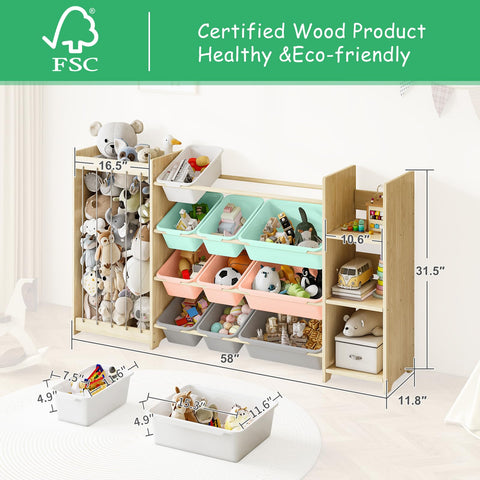 EXPERLAM central bin shelves store blocks and books with clear visibility for kids