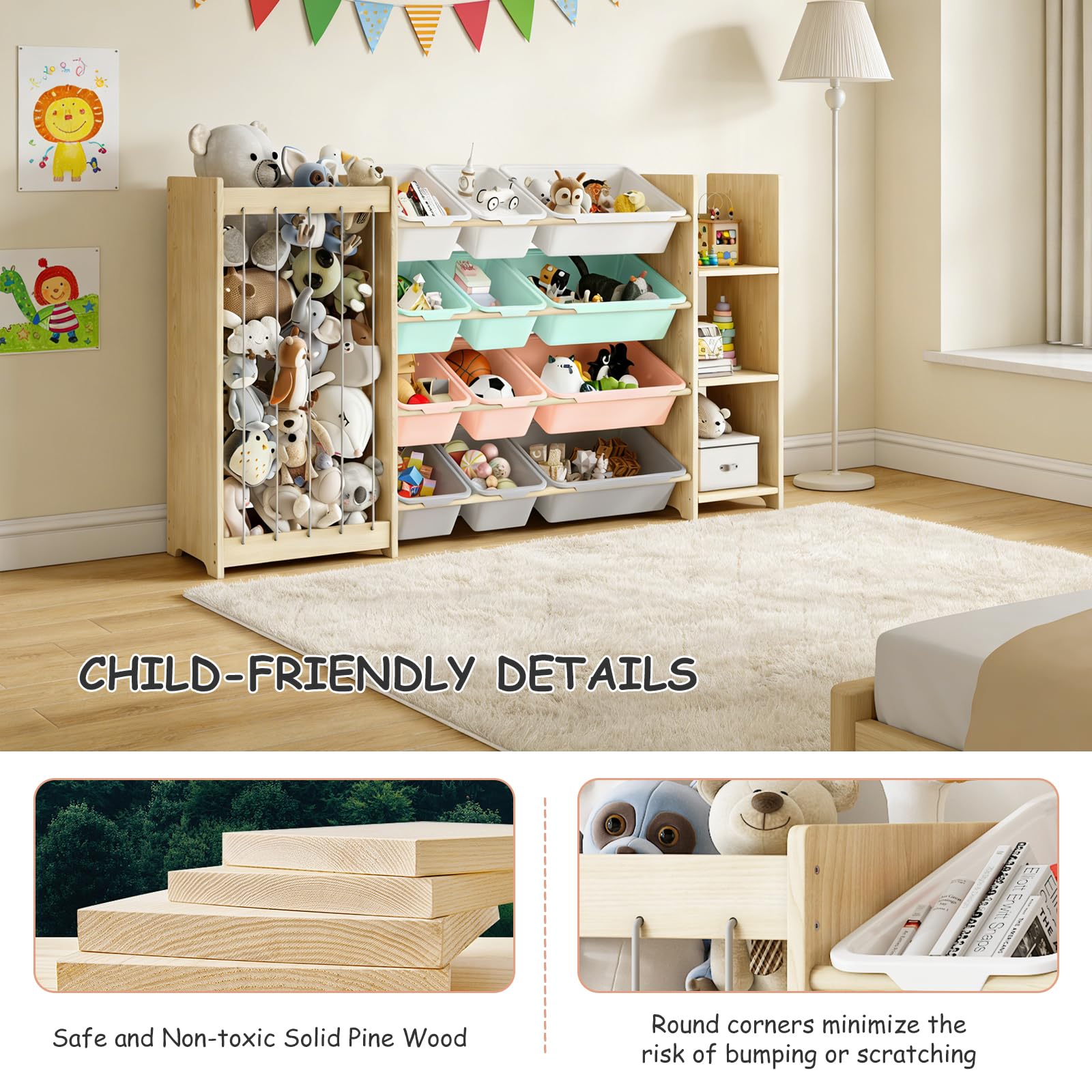 EXPERLAM right three-tier bookcase keeps picture books within reach for early readers