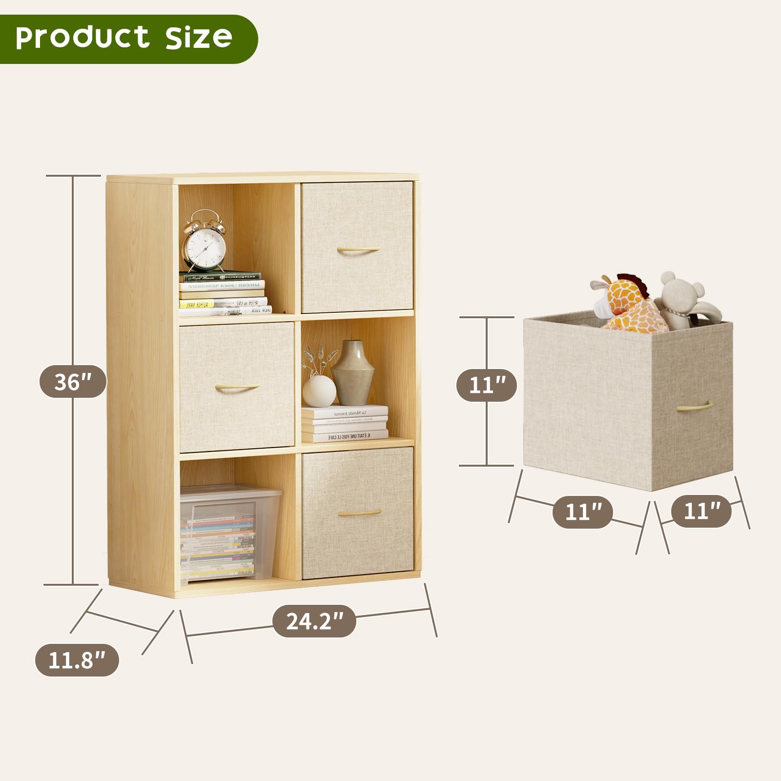 Experlam 6-cube storage organizer side view with fabric bins for easy access
