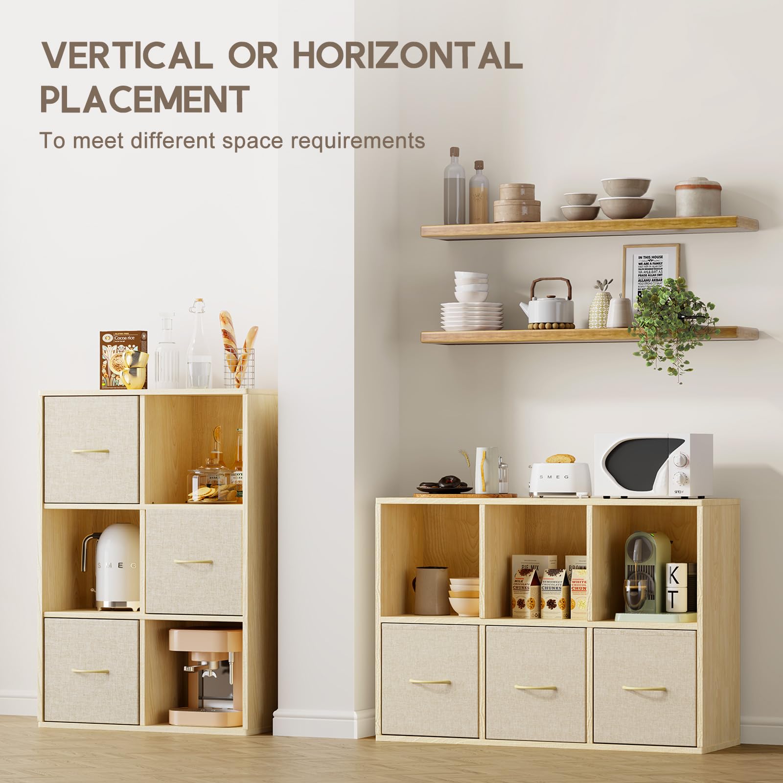 Experlam 6-cube storage organizer shown vertical use for books and bins