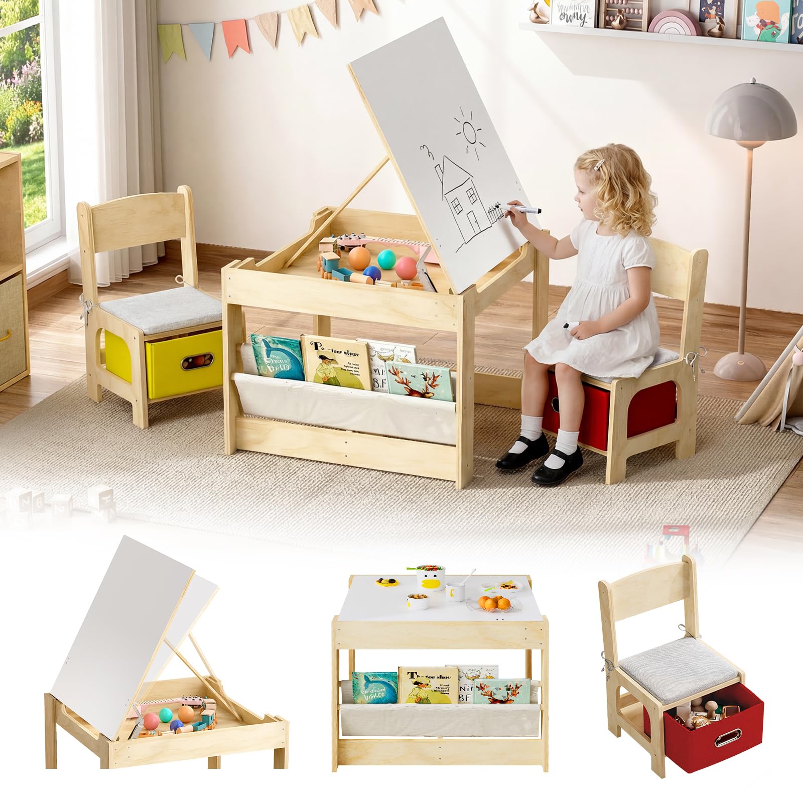 Experlam Kids Table with adjustable height for growing children during play