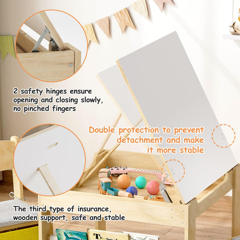 Experlam Kids Table Safety Hinges prevent finger pinching during lowering