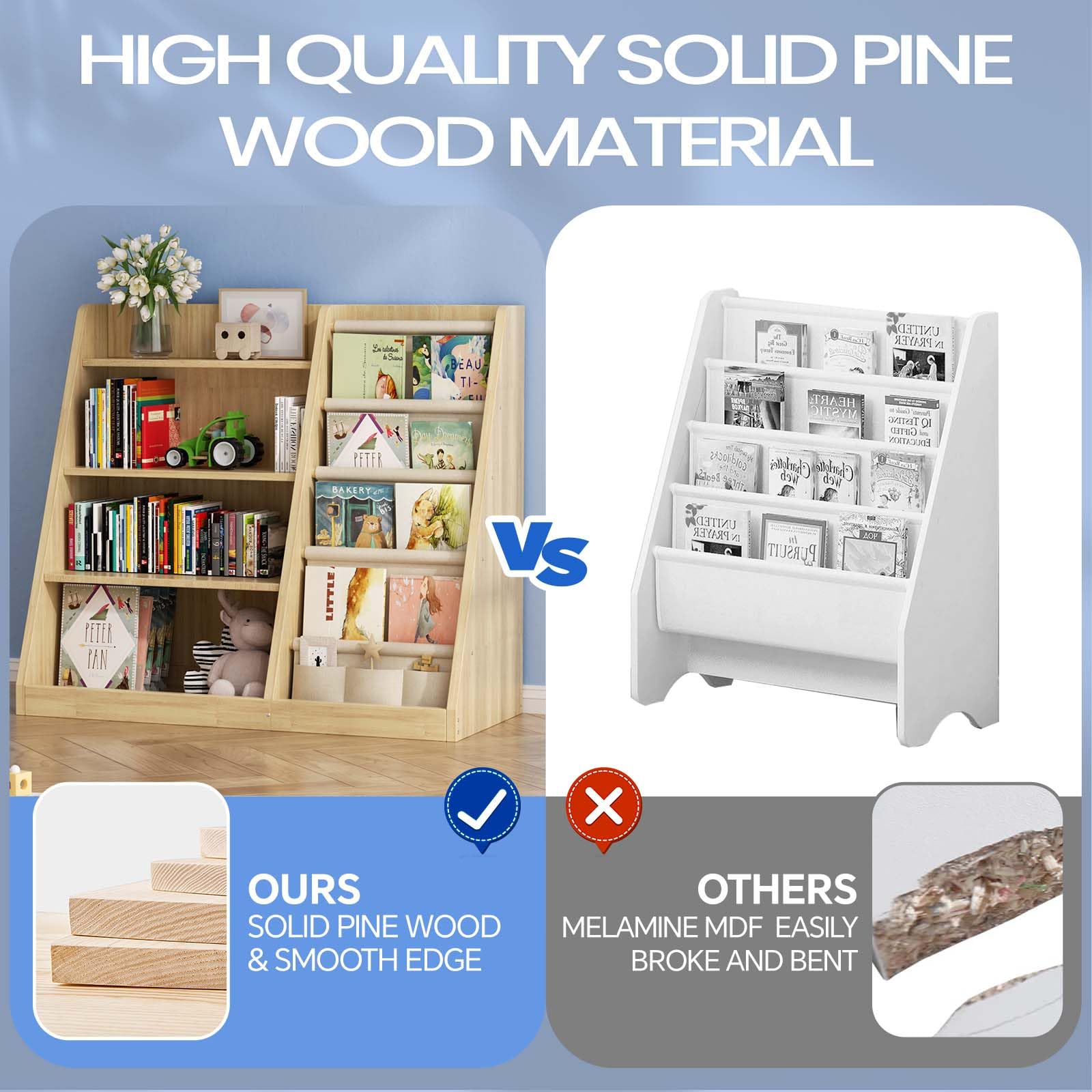 EXPERLAM rounded edges on premium pine wood ensure safe handling.
