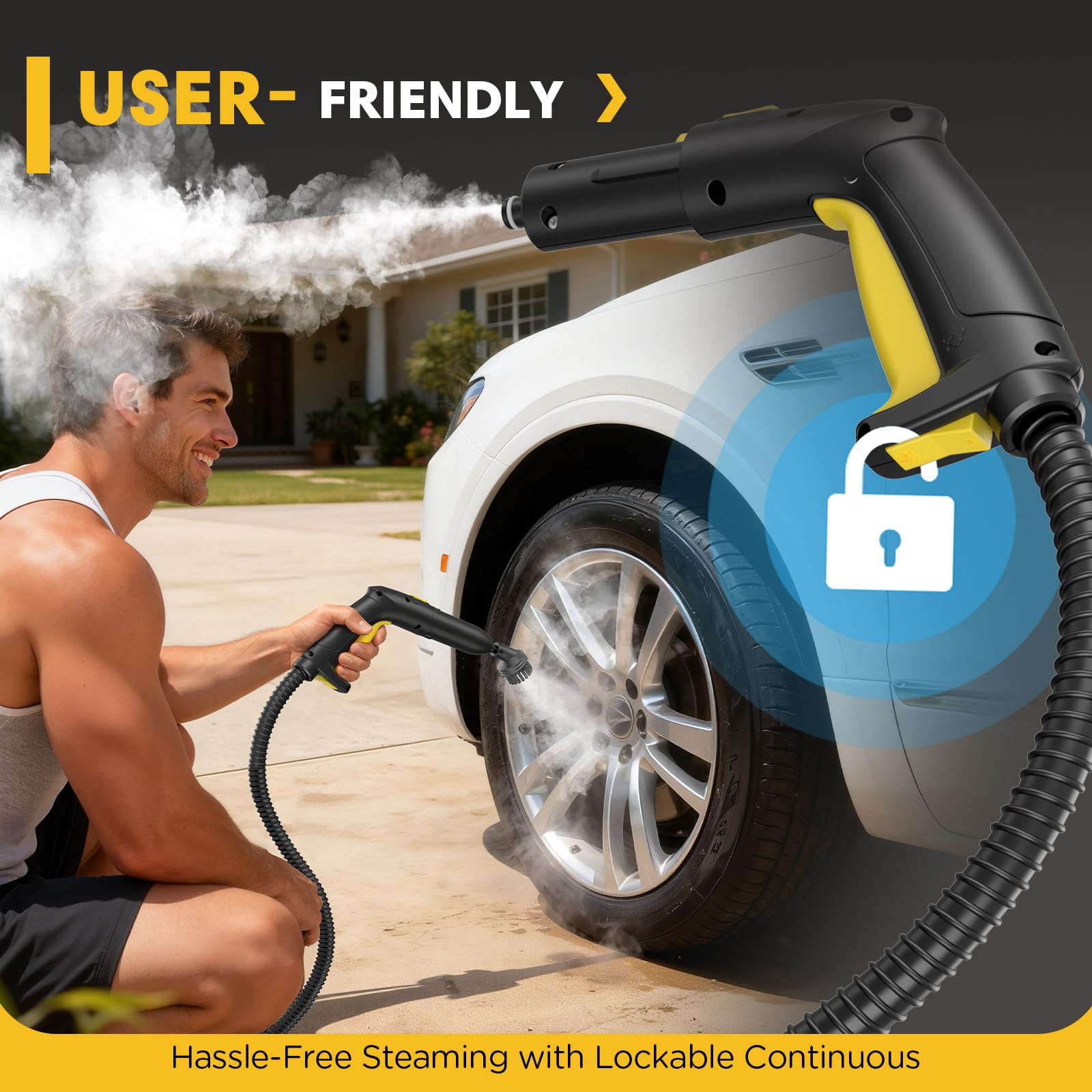 Car cleaning with Expertcun steam cleaner for interior detailing