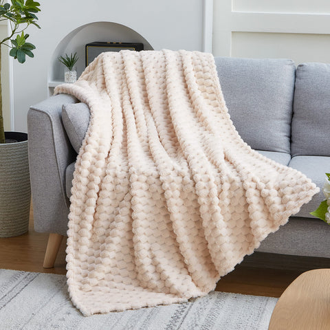 Beige color option offers versatile style for bed or sofa.