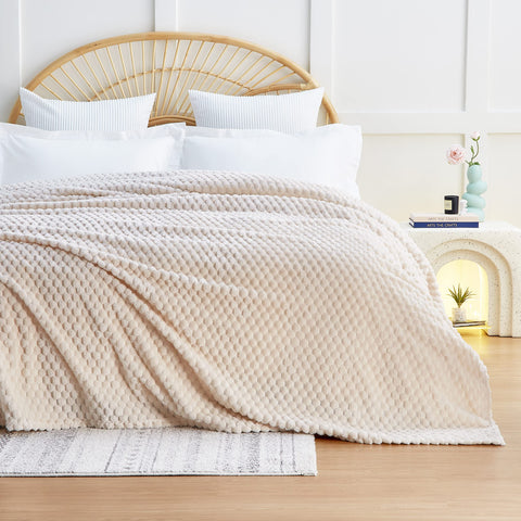 EXQ Home king-size blanket with turtle-shell 3D pattern adds decorative flair.