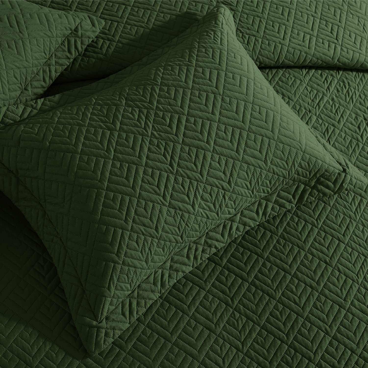 EXQ Home olive green quilt set in a bedroom scene for versatile all-season decor