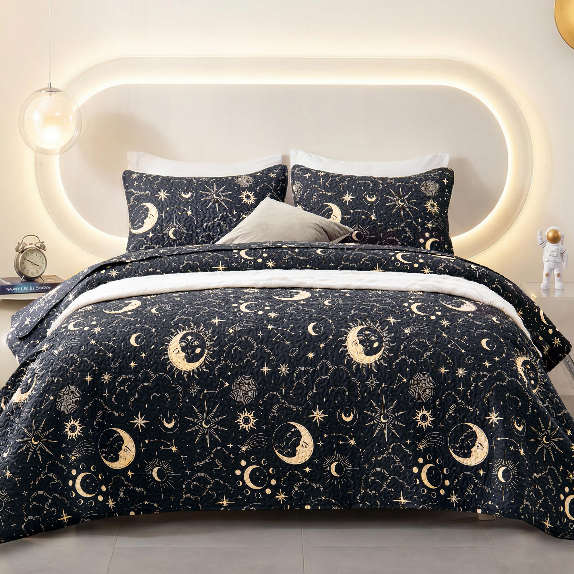EXQ Home starry sky quilt set on bed for modern decor and lightweight comfort