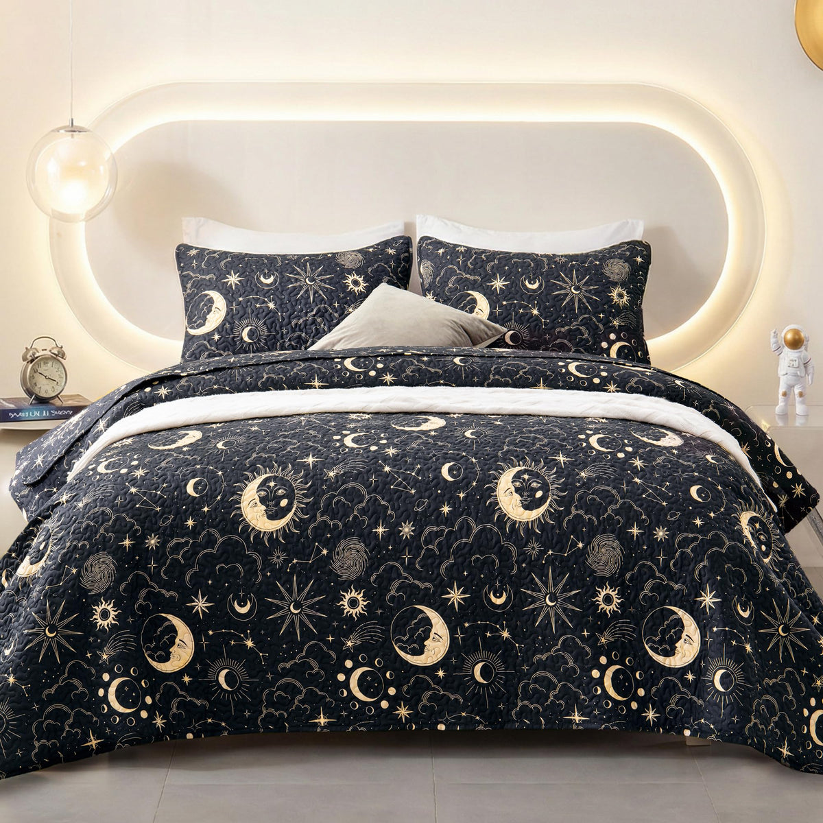 EXQ Home starry sky quilt set on bed for modern decor and lightweight comfort