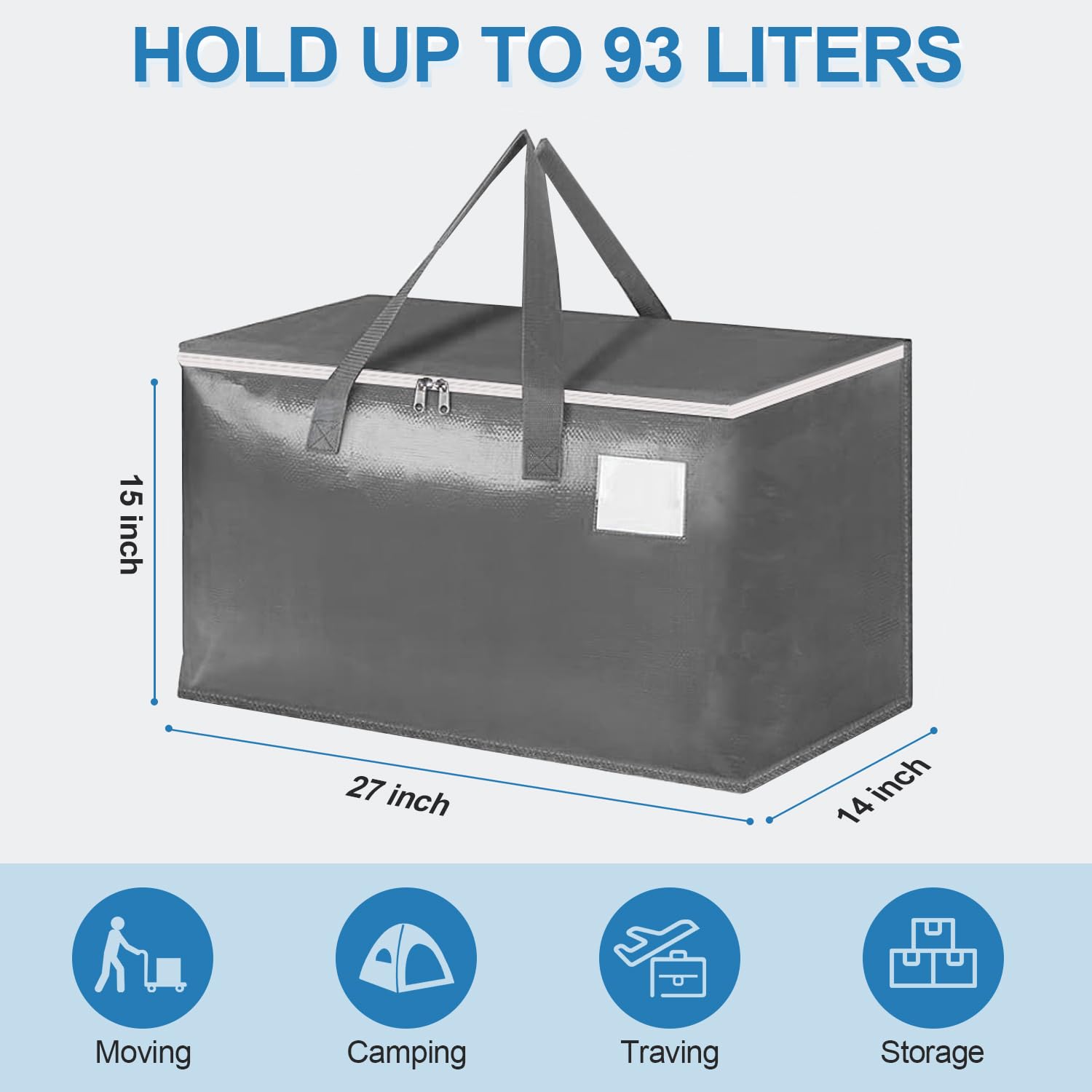 Exquerece extralarge-capacity tote showing sturdy polypropylene material and load stability.