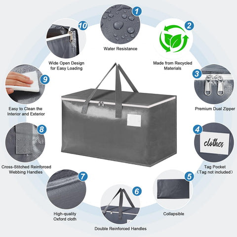 Exquerece water-resistant polypropylene bag protecting belongings from moisture during moves.