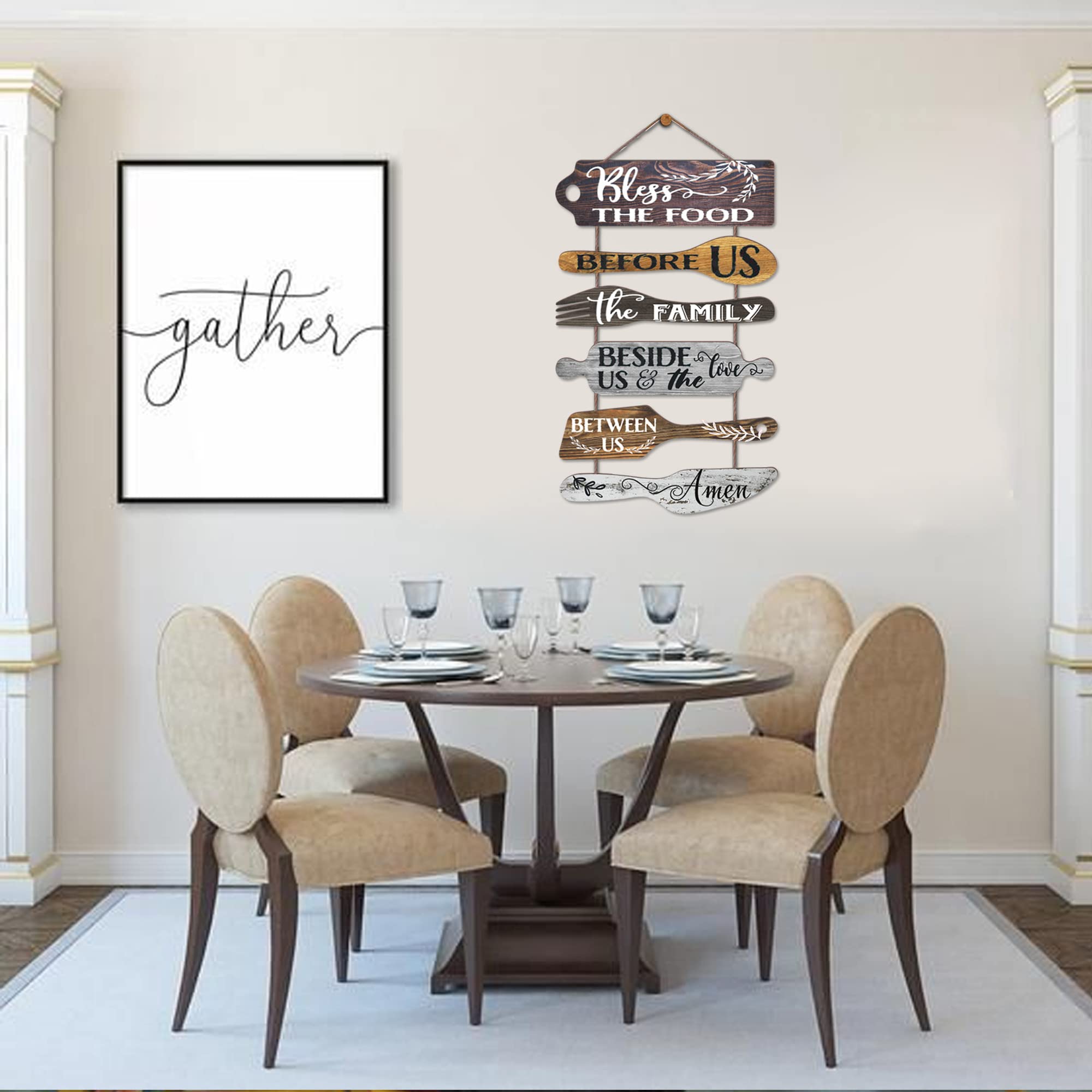 EXQUIDECA Wooden wall collage panels add charming rustic flair to kitchens