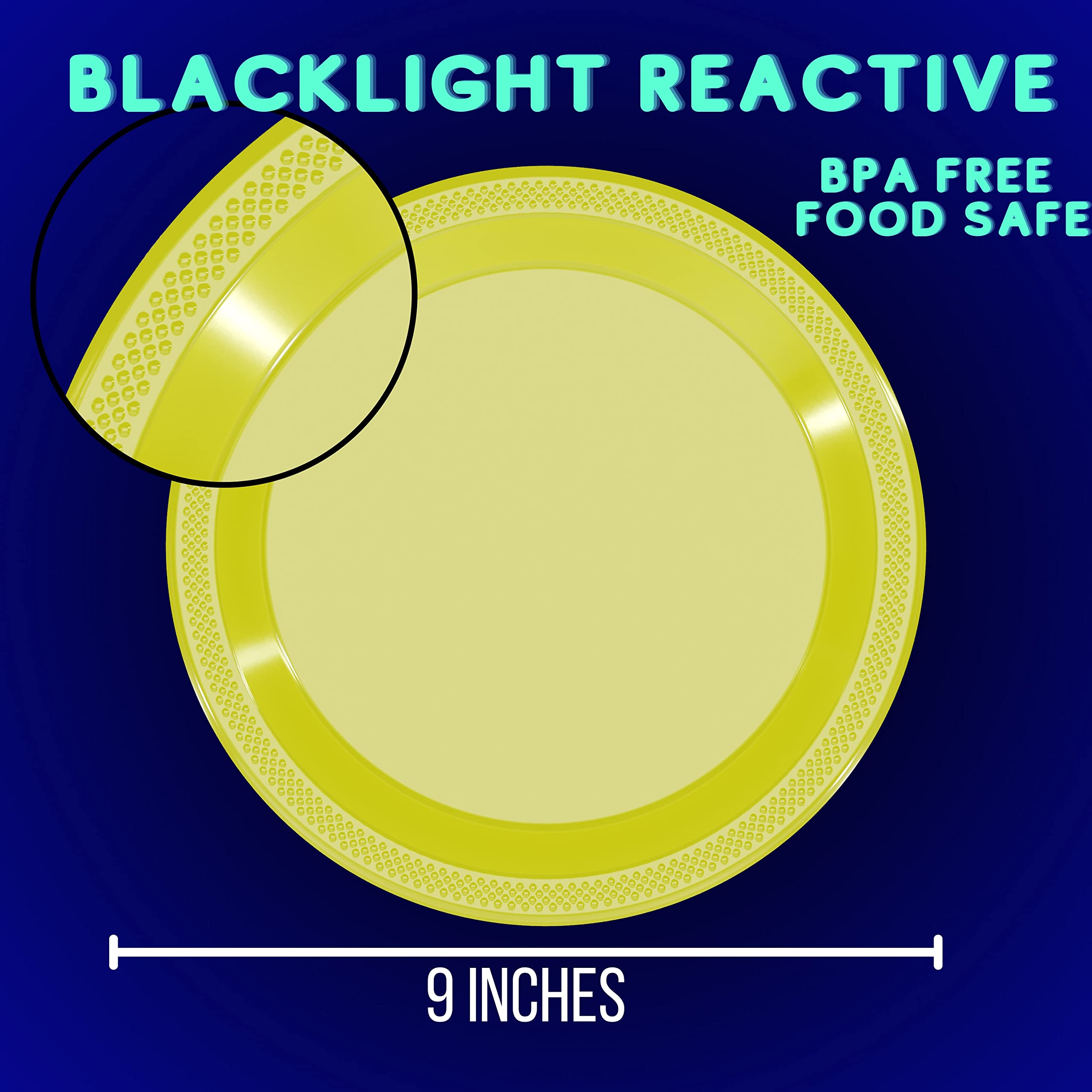 Exquisite neon party plates on a table create a bright birthday vibe.